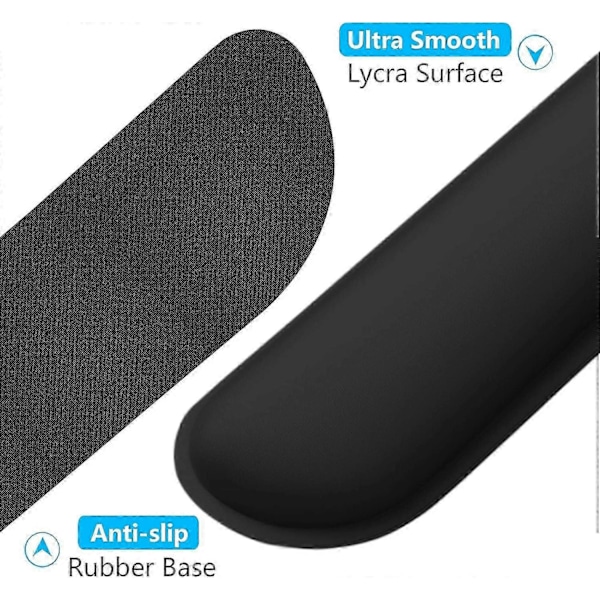 Håndledsstøtte med Memory Foam til Gaming og Computerbrug i Jet Black_SZXM