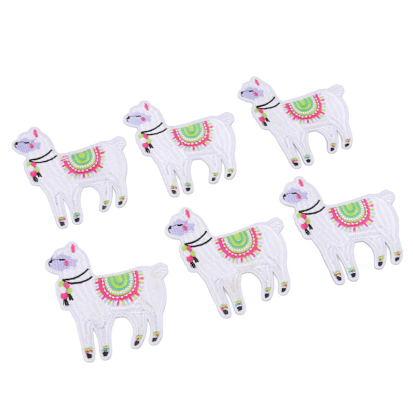 6 stk. strygejern på patches tegneserie alpaca form DIY bomuld broderi tøj patches badge patches dekoration