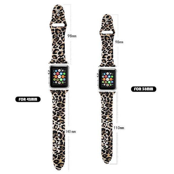 Silikon Leopard Print Urrem til Apple Watch 38mm/40mm, til Iwatch Rem SE/Serie 7 6 5 4 3 2 1