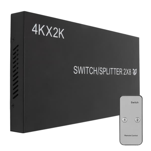 2x8 HD Multimedia Interface Switch 4Kx2K 2 ind 8 ud HD Multimedia Interface Distributør med IR fjernbetjening UK stik