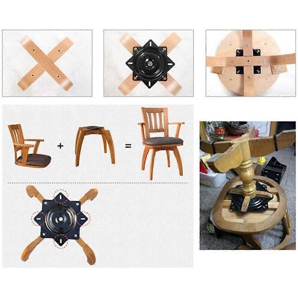 Lazy Susan Fyrkantigt Lager, 16cm, Vridbar Bas, för Möbelsoffa TV och Barstol, Svart