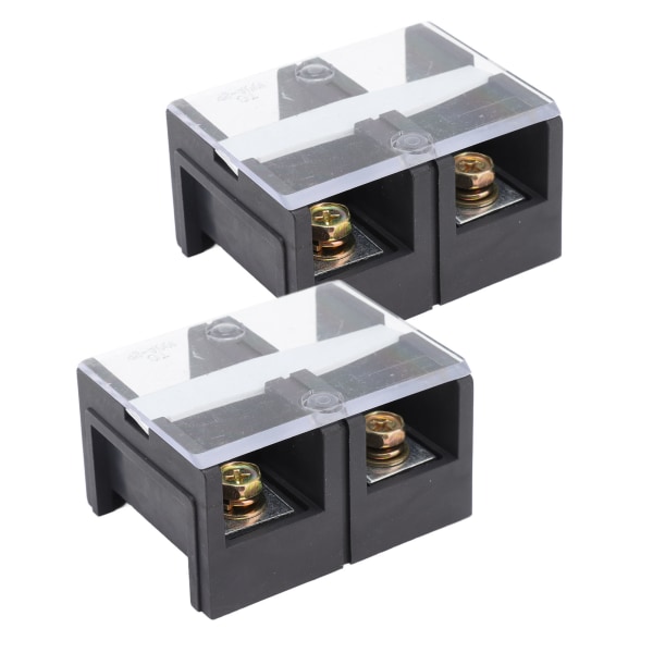 2stk Wire Barrier Block Terminal Strip 600V 100A TC Fast Jern Dual Rader Terminal Strip med deksel Svart 2 Posisjoner (1002)