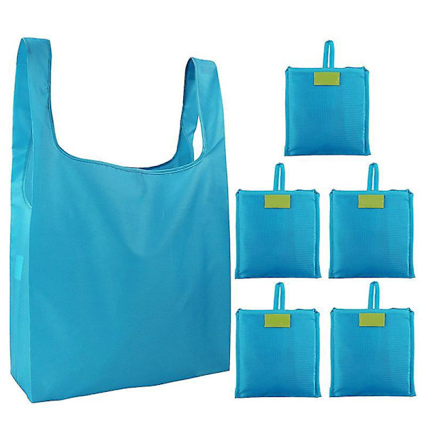 Genanvendelige Indkøbsposer - Letvægts og Holdbare, 6 Pak Foldbare Indkøbsposer, Indkøbstaske med Lomme, 50lb Kapacitet