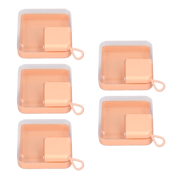 5 st Powder Puff Hållare Transparent rektangelform Bärbar Makeup Puff Hållare med hängande ring Orange Färg