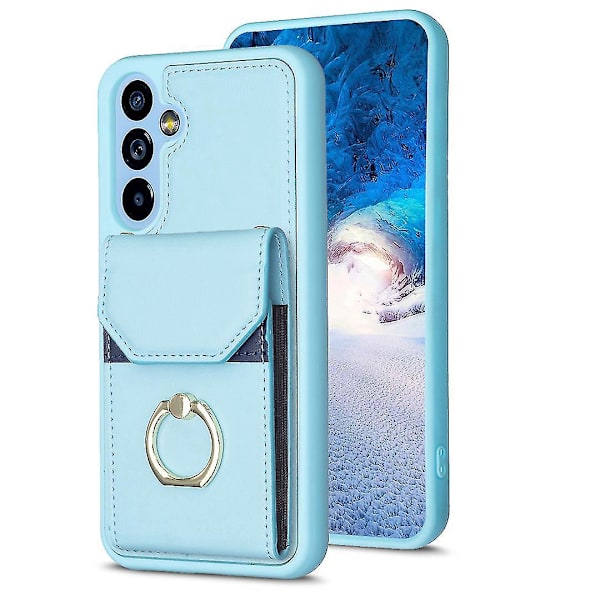För Samsung Galaxy A54 5g Ställ PU Läder+TPU Skal Mobilskal Kortfack - B6 Blå