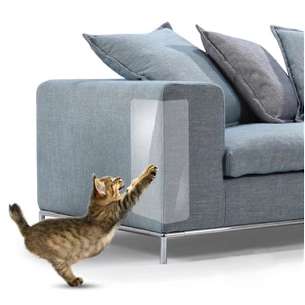 14*48cm Katts soffskydd Transparent Kattklös Skyddsdekal för Tyg- eller Lädersoffa 4st