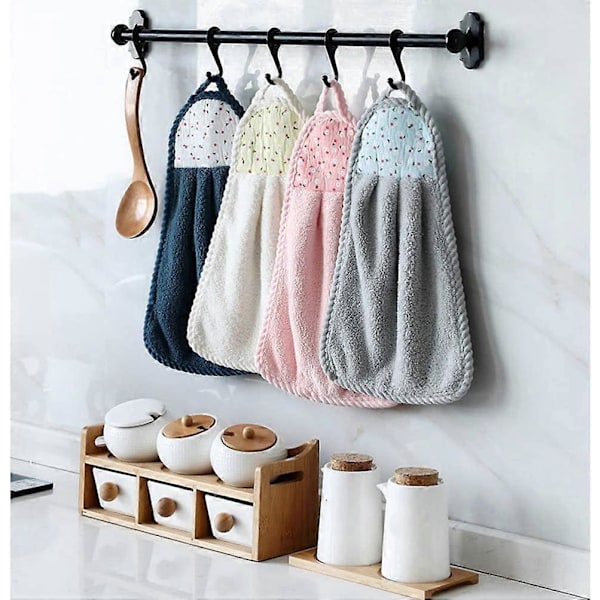 St Hängande Handdukar Korall Fleece Handduk Vattenabsorption Handduk för Hem Kök Badrum Beige