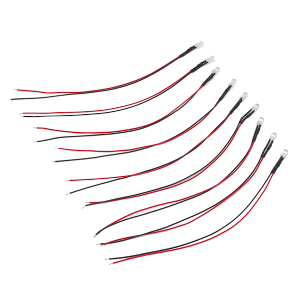 10 st ljusemitterande dioder 5 mm förtrådade elektroniska LED-ljusdioder för dekoration 5-12 V vitt ljus