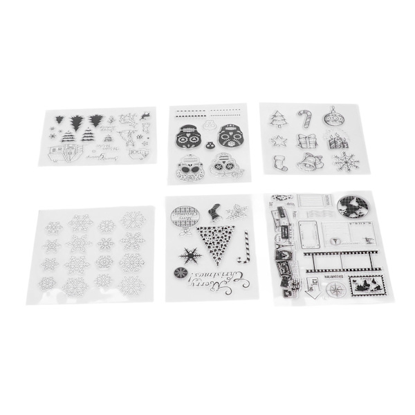 6 ark klare stempler par hodeskalle kart reise juledekorasjon mønster DIY transparente frimerker for kort lage dekorasjon