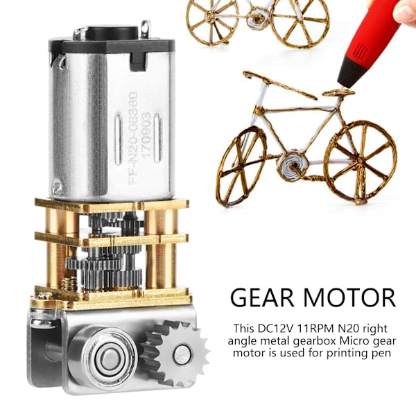 DC12V 11RPM N20 Vinkelväxel i Metall Mikromotor för 3D-utskriftsstift