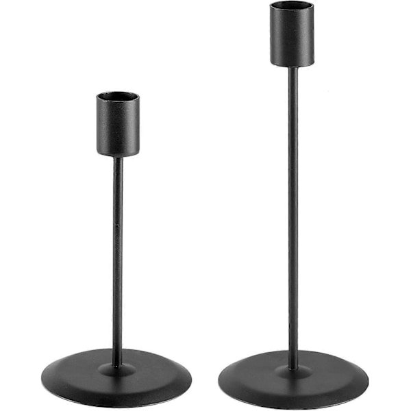 Sort Lysestager, Sæt med 2 Dekorative Lysestageholdere til Spidslys, Metal Lysestager til Boligindretning, Bryllup, Spisning, Fest, Jubilæer