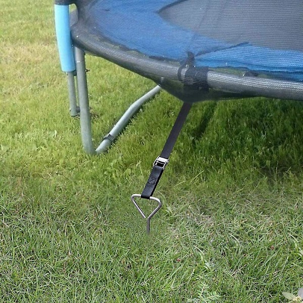 4 Set Kraftiga Trampolinfästen Markankare Kit - Rostfria Galvaniserade Stålpinnar för Trampolin Trädgård Camping Gunga med 4 Starka Remmar