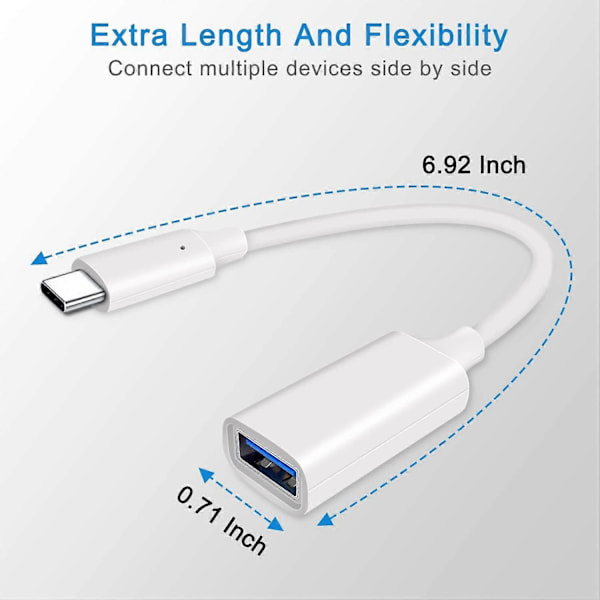 2 st Vita USB C Hane till USB 3.0 Hona Adapter 2-Pack, Thunderbolt 3 Typ C OTG-omvandlare för MacBook Pro, iPad Air 4 5, Galaxy Z Fold 5, S23 S22 Plu