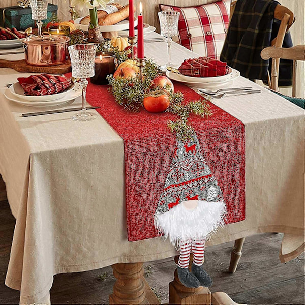 Juledug, Juleplys Julemand Gnome Elf Bordpynt Svensk Dug Jul
