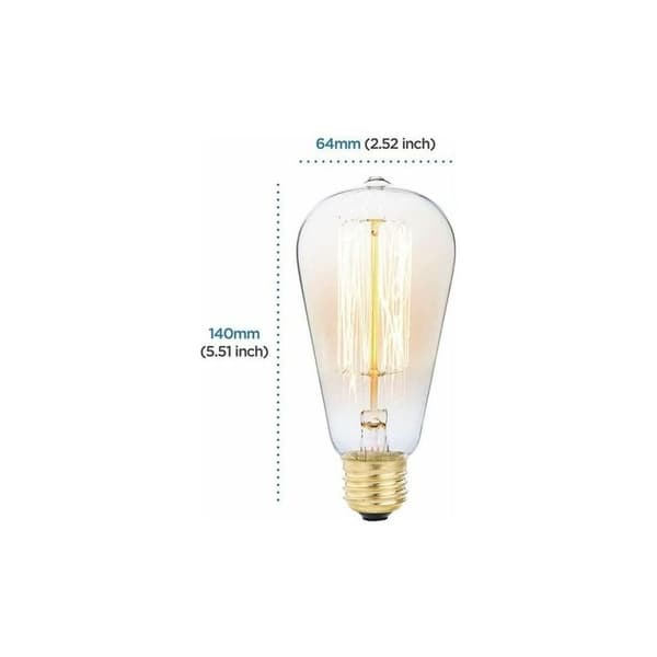 6x E26 60W Edison-lyspære 220V ST64 Retro 64mm x 140mm