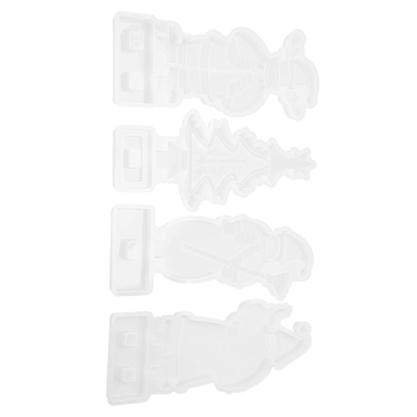 4PCS Jule Resin Silikonform Silikon Rivbestandig Vaskbar Gjenbrukbar DIY Juletre Muggsopp