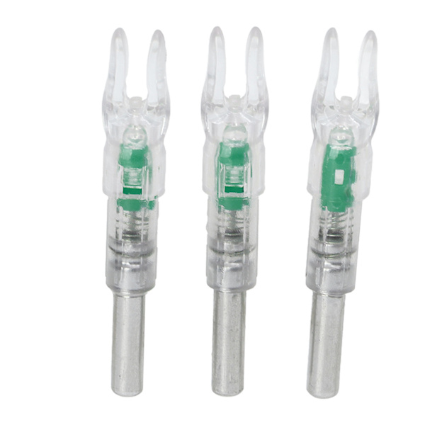 3 stk. bueskydning oplyste nocks plast automatisk med switch 6,2 mm indre diameter bueskydning nock hale til natjagt grøn
