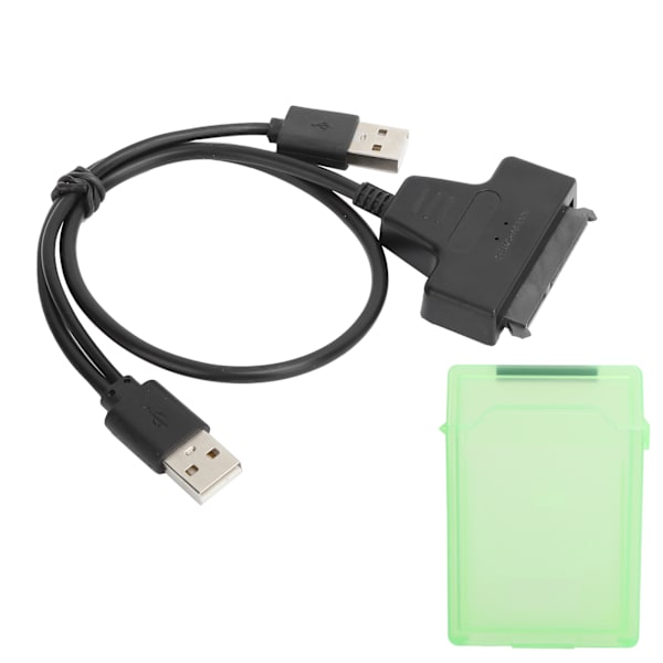 Harddiskadapterkabel SATA HDD/SSD dobbel grensesnitt konverteringskabel med 2,5 tommers beskyttelsesboks grønn