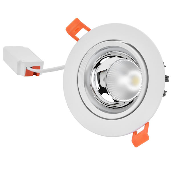 LED Downlight Aluminium Justerbar Vinkel Støvtæt Indbygget Loft Spotlight til Stue Soveværelse 100‑264V Hvid Skal Sølv Kop