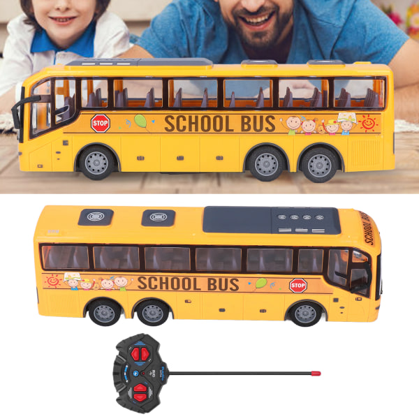 Fjernbetjening Bus Børn Simuleret LED-lys RC Skolebus Elektronisk Legetøj Fødselsdagsgave