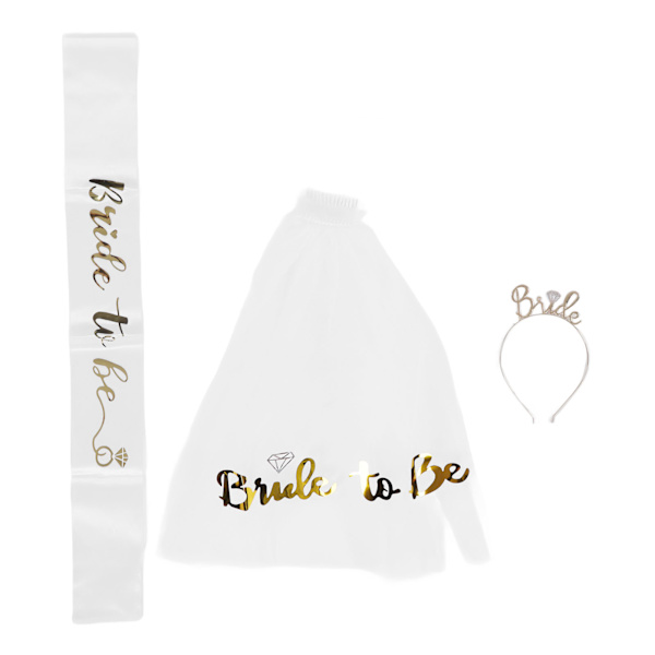 Golden Bride Sash med hårbånd Tørklæde Gyldent Glitter Slidbestandighed Bruden skal Sash Brudefestdekorationer