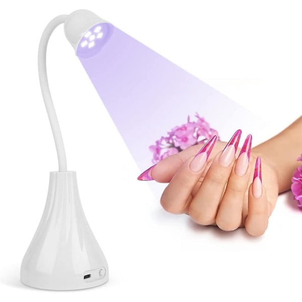 Neglelampe, Bærbar Mini Negletørrer, 360° Roterbar Håndfri Hurtig Gel Neglelampe, Neglelak Hærdningslampe Maskine til DIY Hjemme- & Salonmanicure