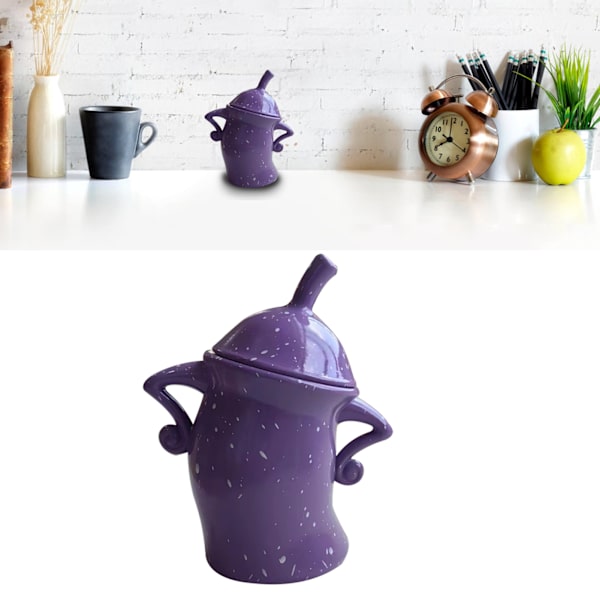 Kanister med holdning, fallbestandig PVC-holdbarhet, matbeholdere med lokk, skrivebordskopp-ornament for Halloween, lilla