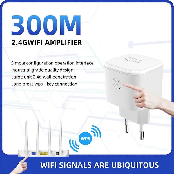 Trådlös Wifi Repeater Router 300Mbps Wi-Fi Range Extender EU-KONTAKT