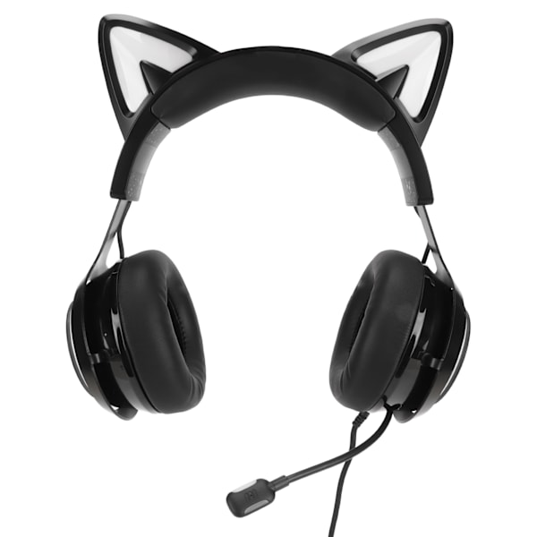 Gaming Headset 8 Färg Ljuseffekter 3 Ljudlägen 3,5 mm USB Kattöron PC Gaming Hörlurar Svart
