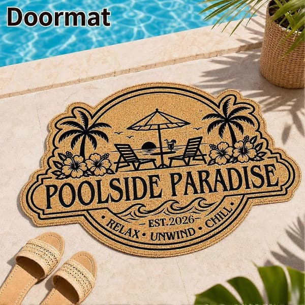 Dørmåtte i poolstil, velkomstmåtte i kunstfiber til terrasse og indgang Sort Black 60*90cm
