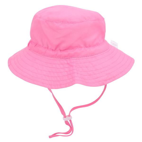 Barnas solhatt med justerbar vindtett stropp trykt strandlue solhatt for barn rosa S (46-50)