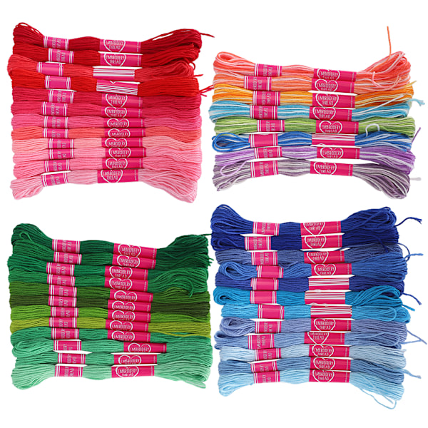 44 stk broderigarn krysssting floss gradient farge polyester bomullsspoler 8 meter