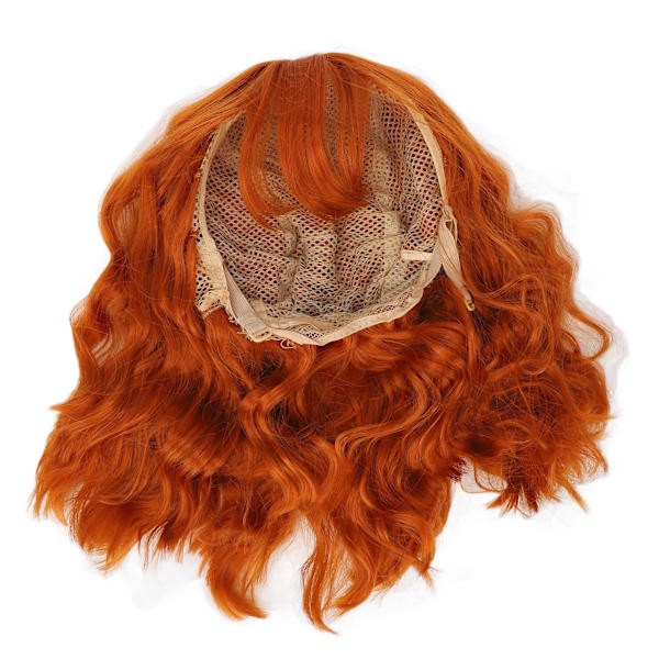 Paryk Varmebestandig Soft Touch Alsidig Orange Krøllet paryk med Air Bangs til Halloween Koncerter Temafester Bryllup Datoer
