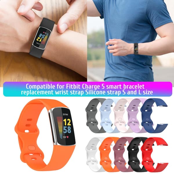 Erstatningsrem kompatibel med Fitbit Charge 5 TPU blød urrem til smartur