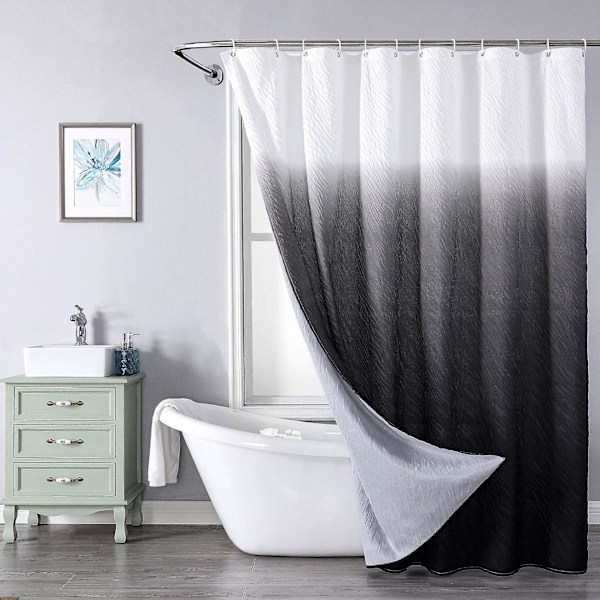 Stor Grå Gradient Polyester Bruseforhæng til Badeværelse 180x200 cm