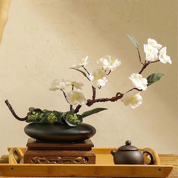 Sentimental Keramikvas Set, Pebble Formad Blomsterarrangemang vit
