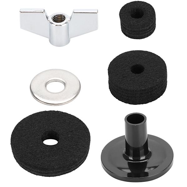 18 st Set cymbalfiltsats svart halkfri cymbalsats med hög hatt Clutchkopp filt (svart)