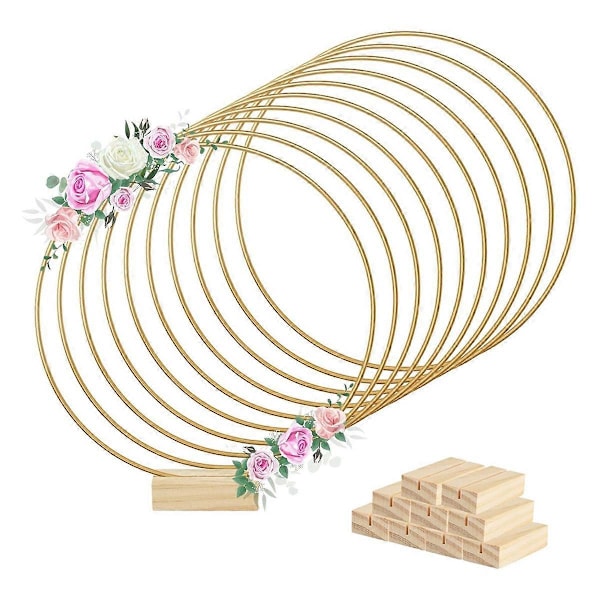 10 stk. 30 cm Metal Blomsterkrans Midterstykke Bånd 10 Træstande