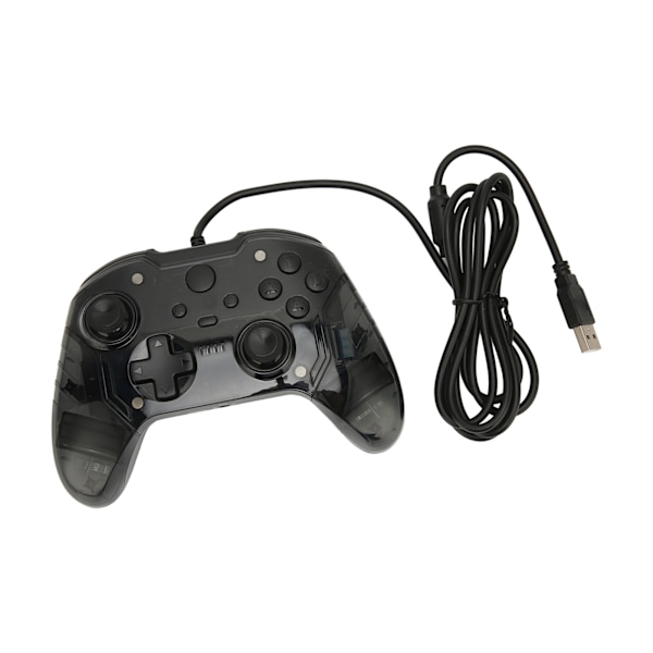 Trådbunden spelkontroll Dubbel vibration RGB Transparent skal Gamepad Joystick för Xbox PC Svart