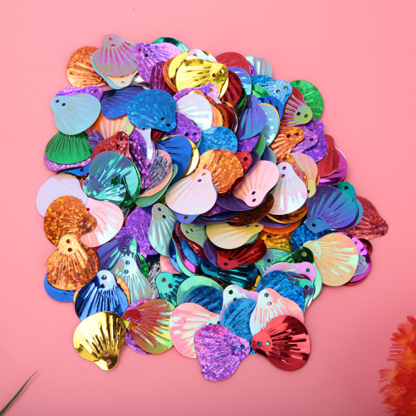 50G DIY PVC Shell Shape Pailletter Tillykke med fødselsdagen Festtøj, Gylden blandet farve Golden Mixed Color