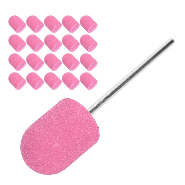 Nagelslipband Borrspets Nail Art Polering Cap Set Tillbehör (10 x 15 mm) Rosa