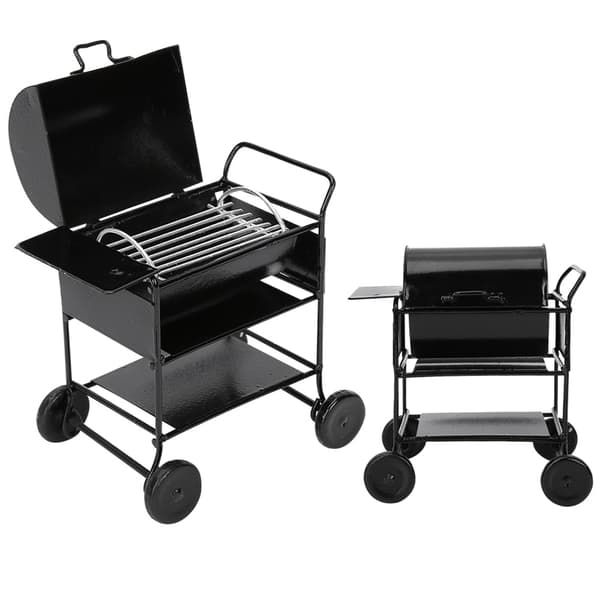Dukkehus Tilbehør Mini Grill Rack Håndvogn Køkken Simulation Ornament 1:12