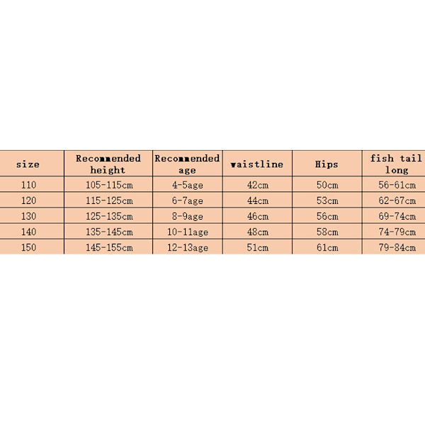 Mermaid tredelad set (med simfötter) - sjöjungfrusvans, lämplig för barns sommarbad, barnbaddräkt, lämplig för barns födelsedagspresenter 140cm