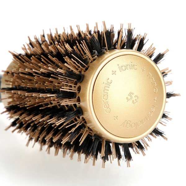 Anion antistatisk rund hårkam salonbørste - guld og sort (53 mm)