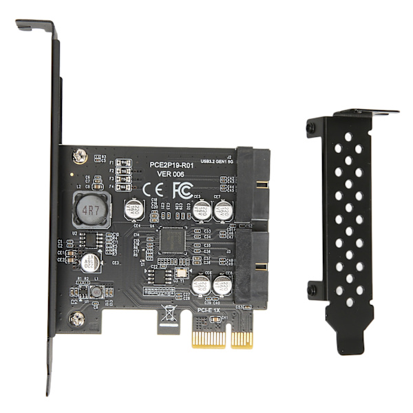 PCIE til USB 3.2 udvidelseskort 5 Gbps højhastigheds USB3.2 Front GEN1 udvidelseskort Dual Port 19PIN-stik Riser-kort 19PIN Black Board
