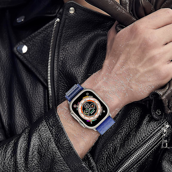 Alpine Loop Nylon Rem til Apple Watch Series 8/7/6/3/5 - Ultra Kompatibel Rem 38mm 40mm 41mm hvid-sort