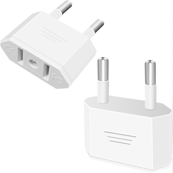 2 stk. US til Frankrike Pluggadapter, Tysk Adapterplugg for US til EU Reise
