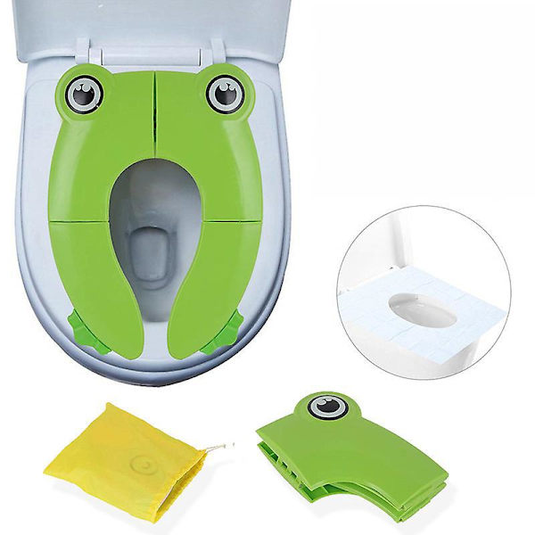 Bærbar Foldbar Børnetoiletstol til Rejser - Grøn Frø Design