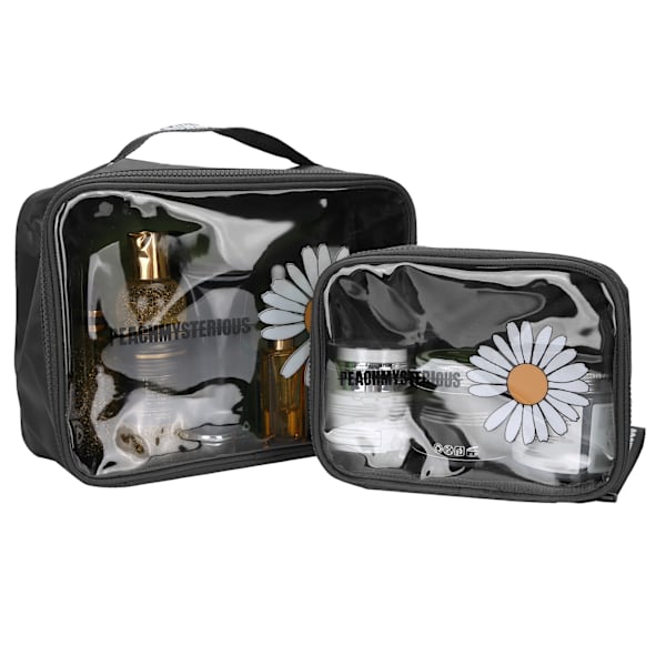 2stk Makeup Opbevaringstaske PVC Transparent Toiletartikler Rejse Kosmetiktaske Bærbar Makeup Taske Sort