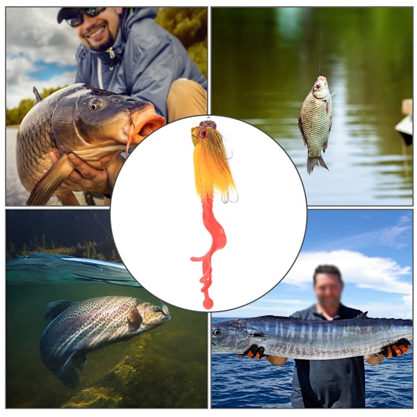 Simuleret museform harpiks fiske lokke blød agn tackle med dobbelt trekrog gul